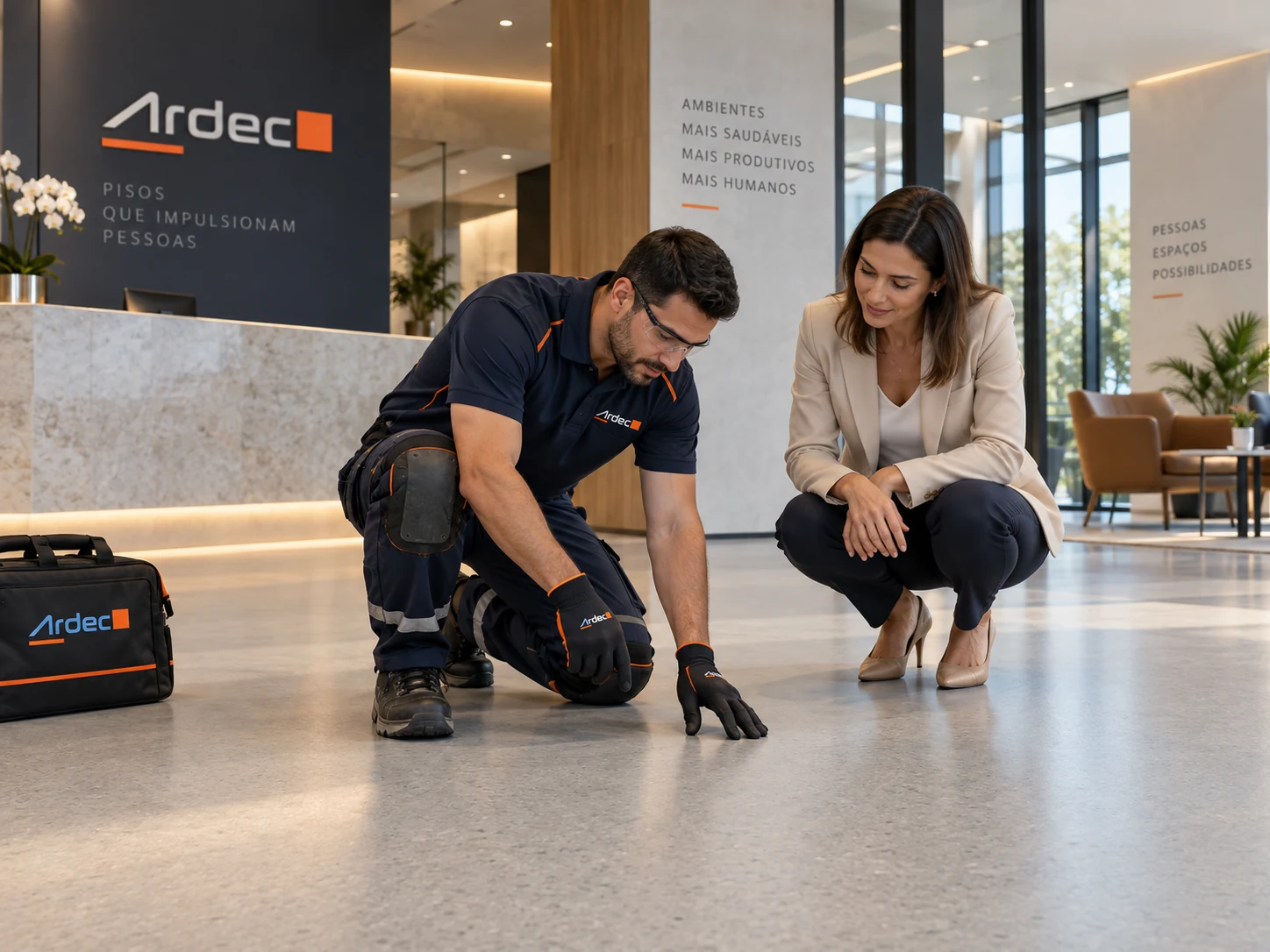 Profissional da ARDEC avaliando instalação e manutenção de revestimento